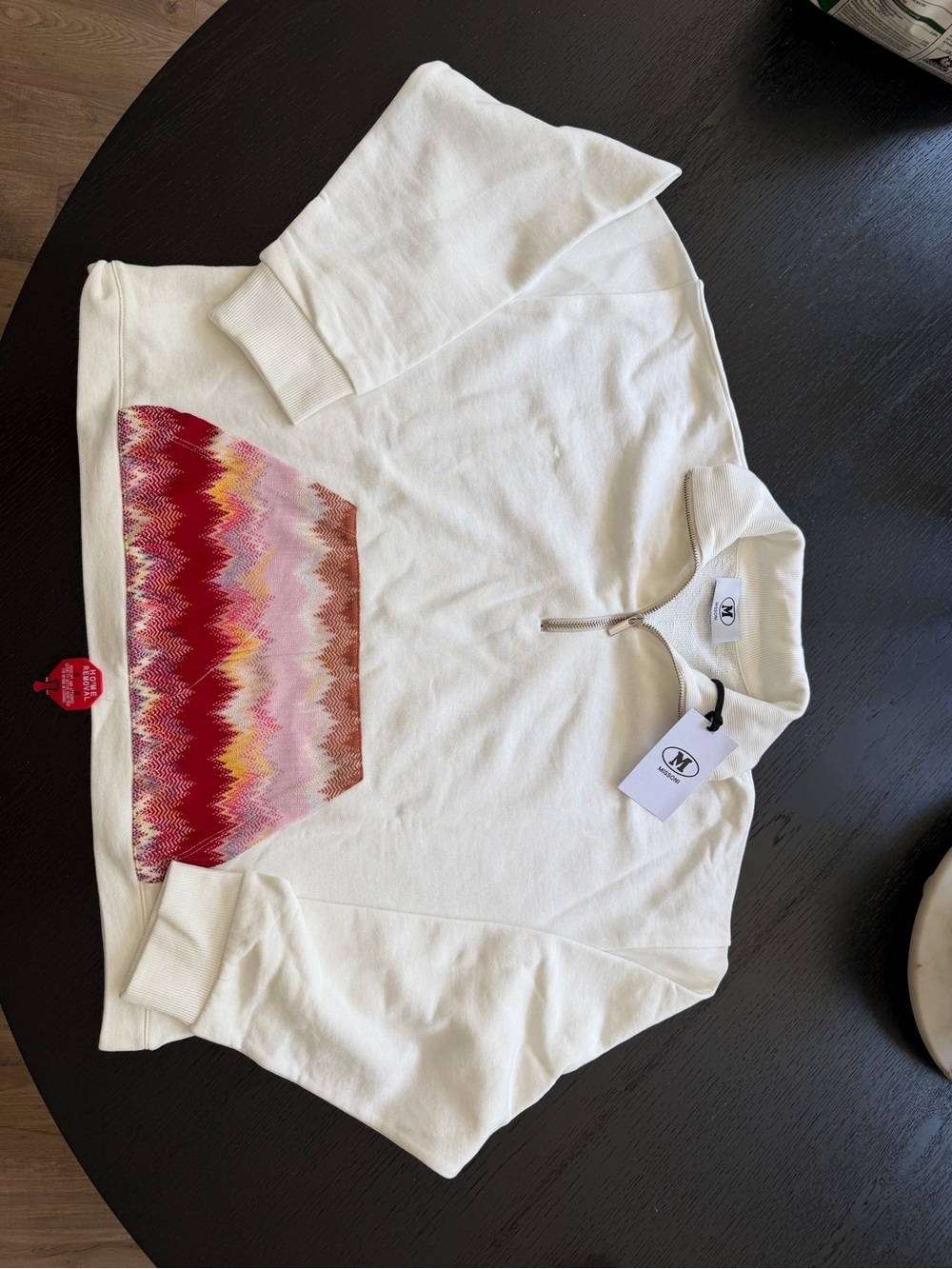 Missoni Off-White Half-Zip Pullover with Silver Zip - Picture 2 of 13